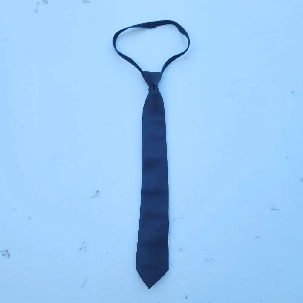 George Accessories Polyester Black Pattern Always-Tied Zip Mens Tie